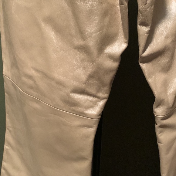 BNWOT 100% Leather fully lined Leather Pants, Size 14, beige color, no pockets. - Picture 14 of 16